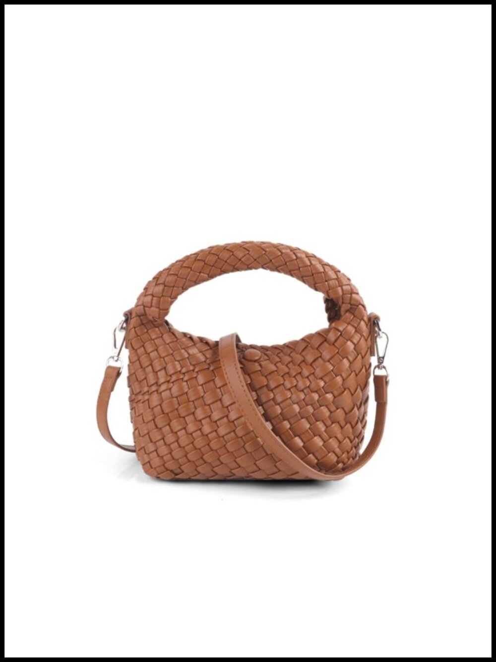 Handmade Woven Vegan Leather Crossbody Tote with Detachable Strap